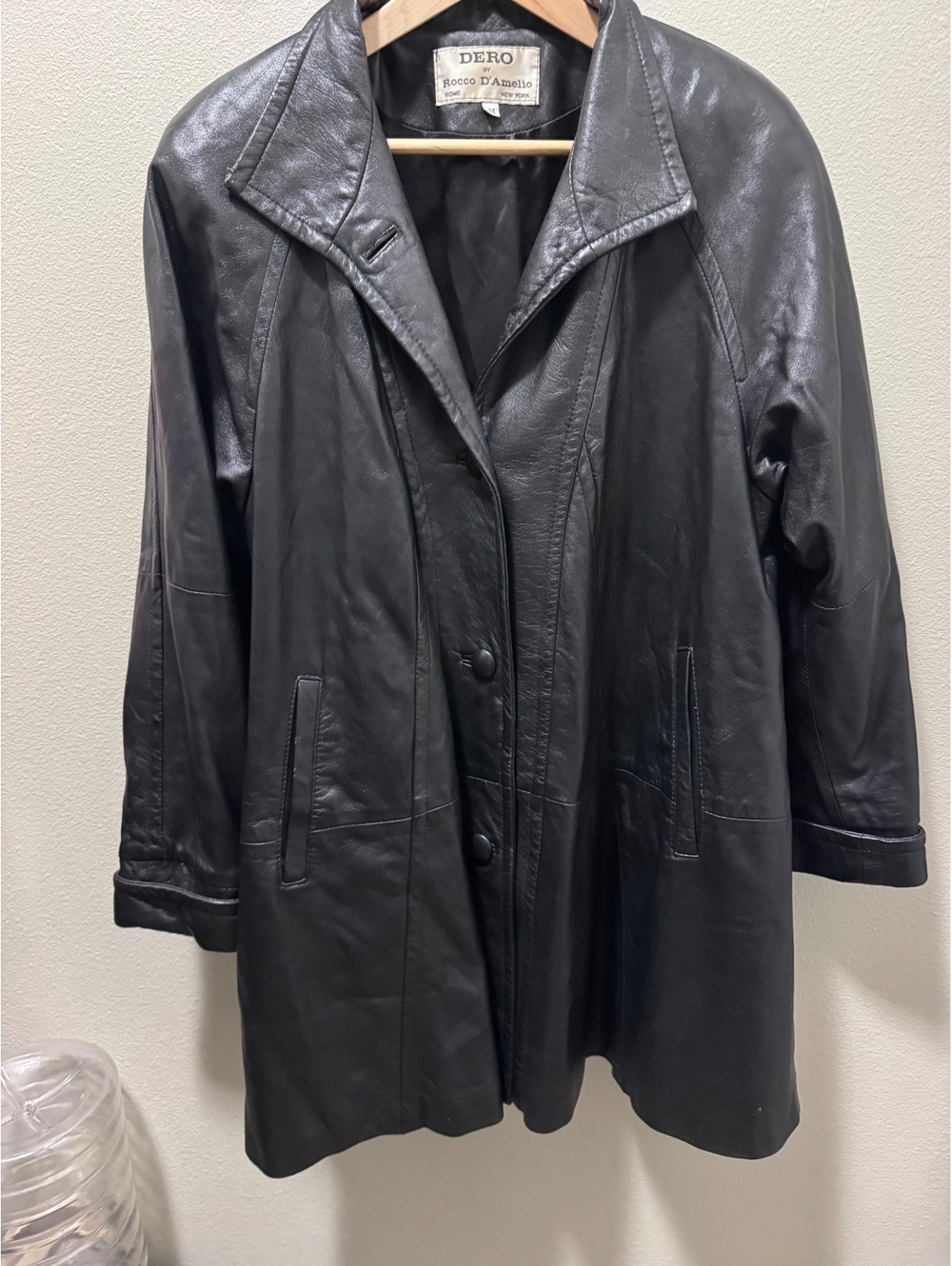 DERO by Rocco D’Amelio Women’s M Black Heavy Leather Long Coat Vintage